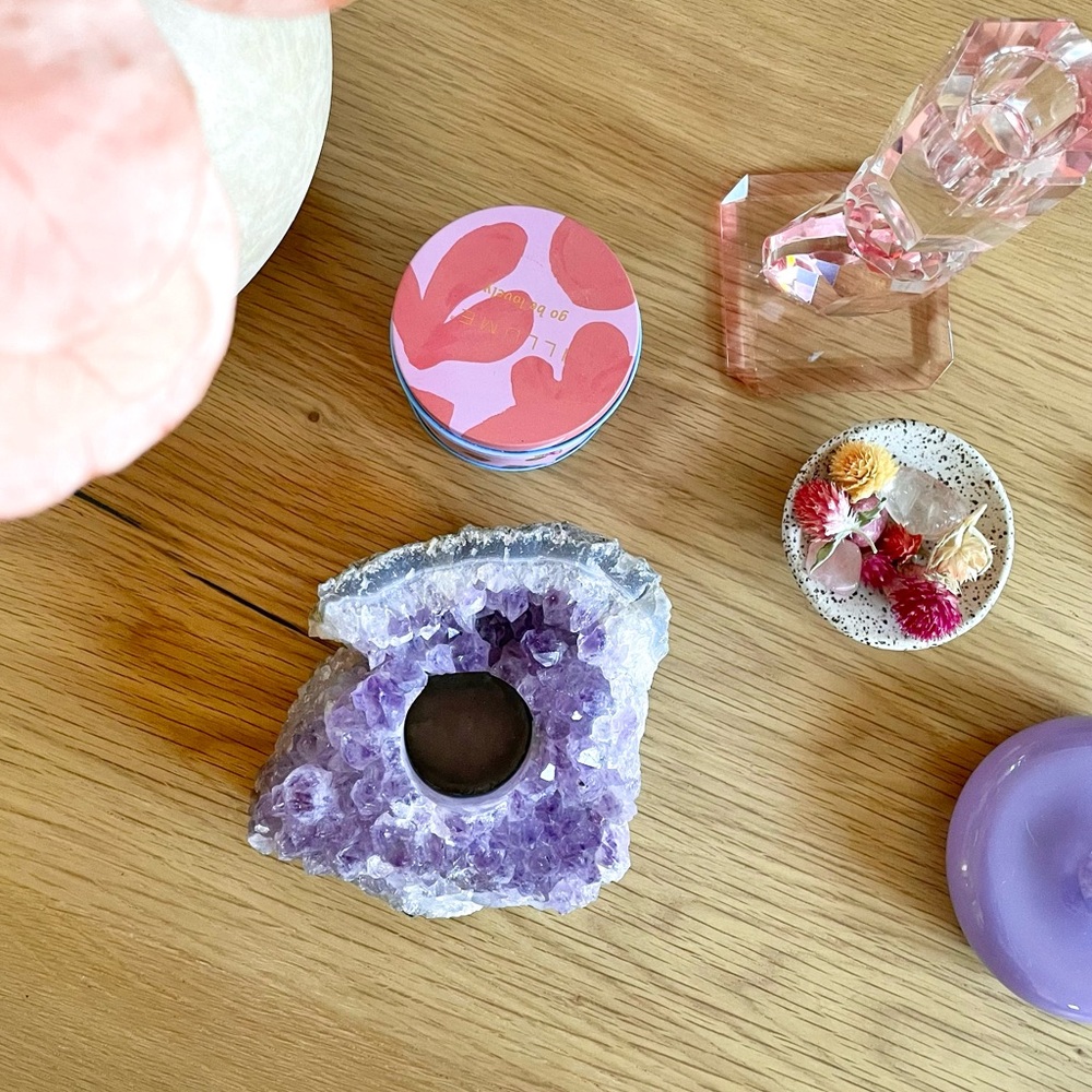 Amethyst Crystal Candle Holder
